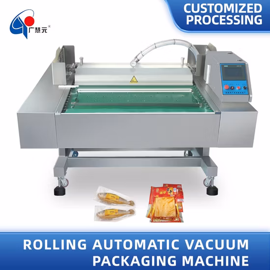 Máquina automática de embalagem a vácuo com rolamento rotativo tipo correia contínua